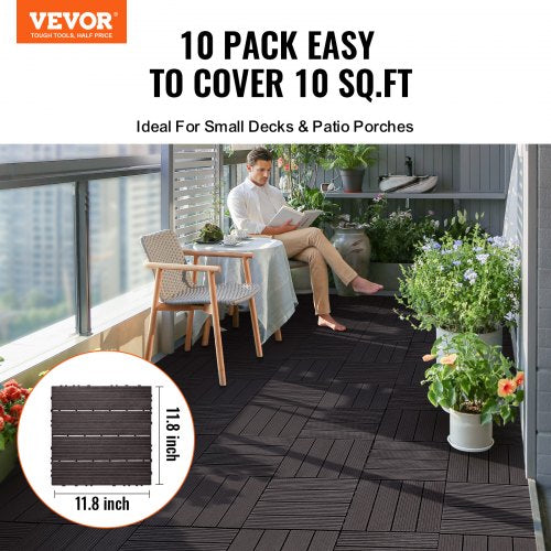 VEVOR Interlocking Deck Tiles 10 Pack 12"x12