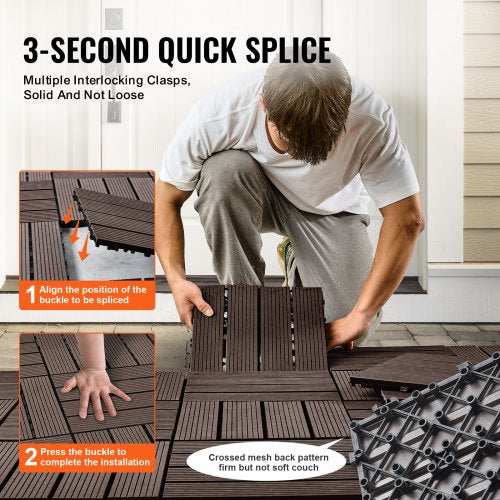 VEVOR Interlocking Deck Tiles Plastic Wood 10 Pack