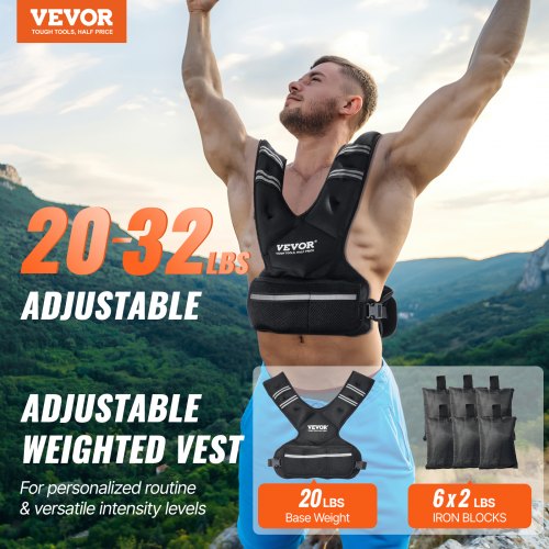 VEVOR 20-32lb Adjustable Weighted Vest for Men Women