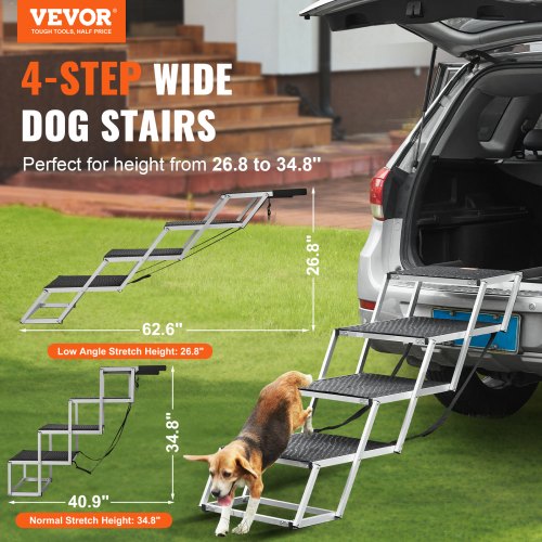 VEVOR Dog Stair for Cars 4-step Folding Dog Steps