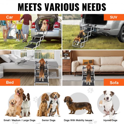 VEVOR Dog Stair for Cars 4-step Folding Dog Steps