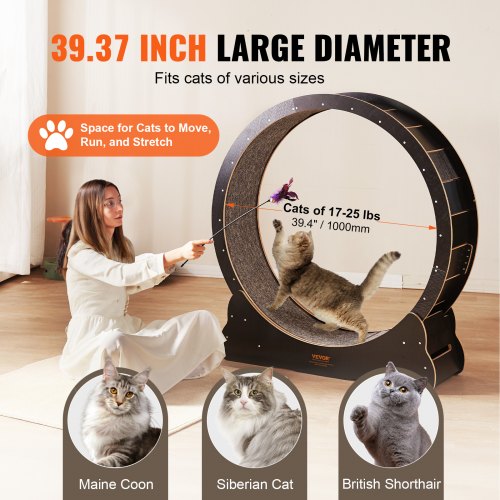 VEVOR Cat Exercise Wheel, Large Cat Treadmill Wheel