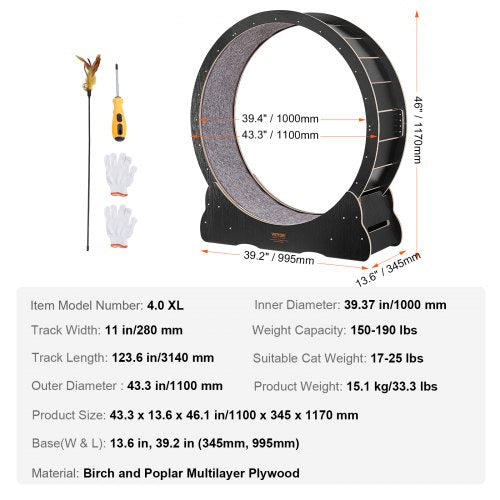 VEVOR Cat Exercise Wheel, Large Cat Treadmill Wheel