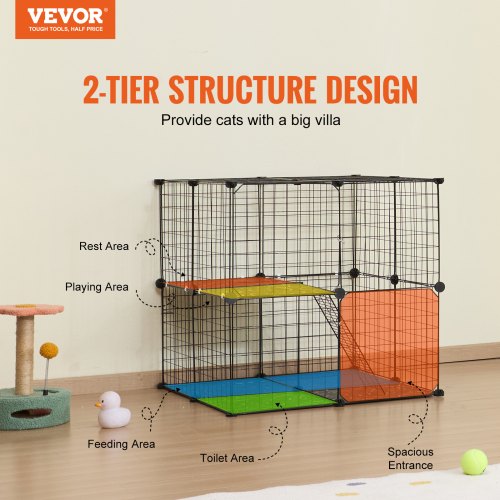 Large 2-tier Cat Cage 28 x 28 x 28" Metal Wire Playpen