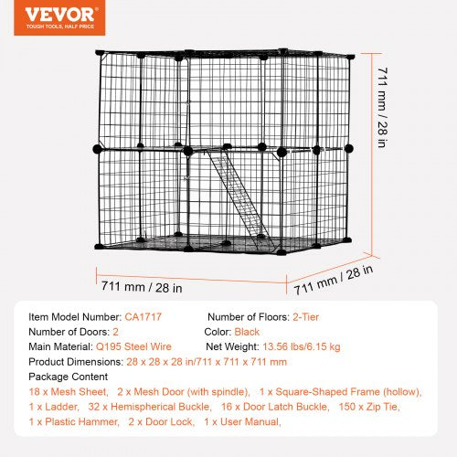 Large 2-tier Cat Cage 28 x 28 x 28" Metal Wire Playpen