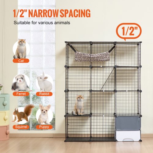 Large 4-tier Cat Cage 41 x 14 x 55" Metal Wire Cat