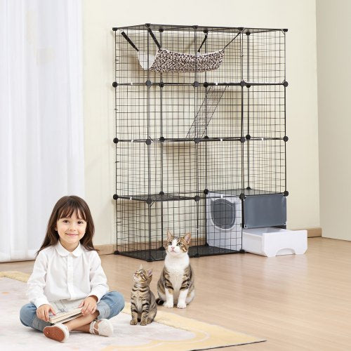 Large 4-tier Cat Cage 41 x 14 x 55" Metal Wire Cat