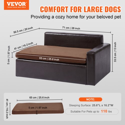 VEVOR Pet Sofa, Dog Couch for Medium-Sized Dogs and