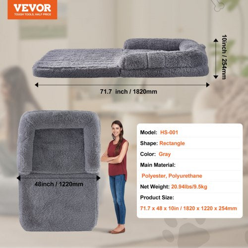 VEVOR Human Dog Bed 72 x48x10in Large Human Size Dog