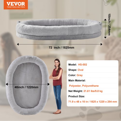 VEVOR Human Dog Bed 72x48x10in Large Human Size Dog