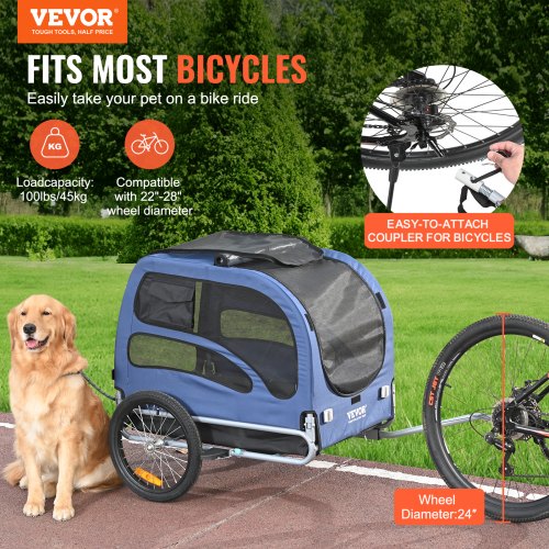 VEVOR Dog Bike Trailer, Supports up to 100 lbs, Pet