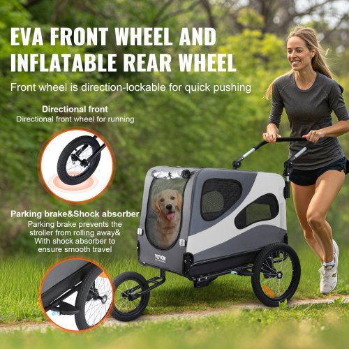 VEVOR Dog Bike Trailer, Supports up to 100 lbs, 2-in-1