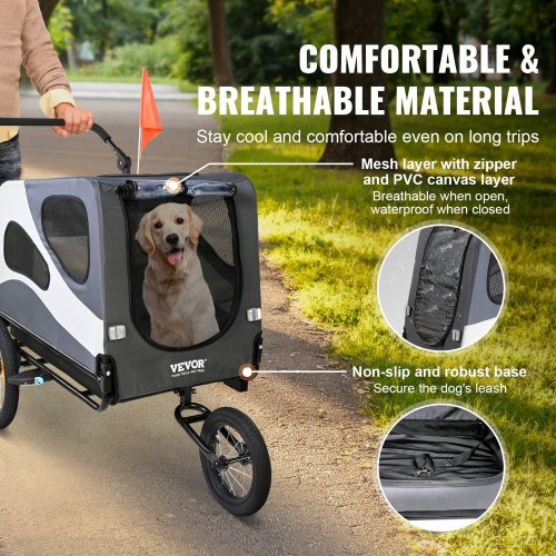 VEVOR Dog Bike Trailer, Supports up to 100 lbs, 2-in-1