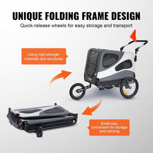 VEVOR Dog Bike Trailer, Supports up to 100 lbs, 2-in-1