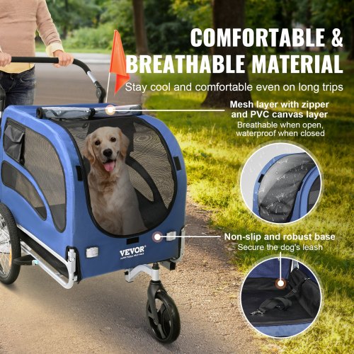 VEVOR Dog Bike Trailer, Supports up to 100 lbs, 2-in-1