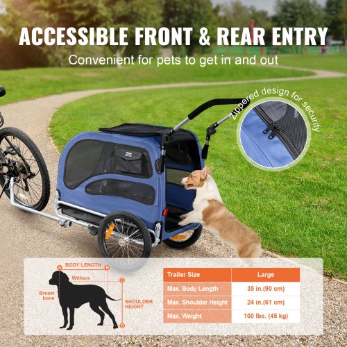 VEVOR Dog Bike Trailer, Supports up to 100 lbs, 2-in-1