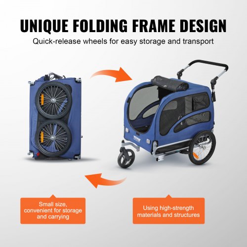 VEVOR Dog Bike Trailer, Supports up to 100 lbs, 2-in-1