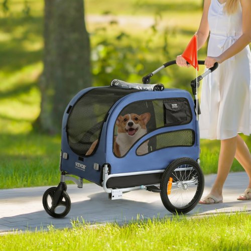 VEVOR Dog Bike Trailer, Supports up to 100 lbs, 2-in-1