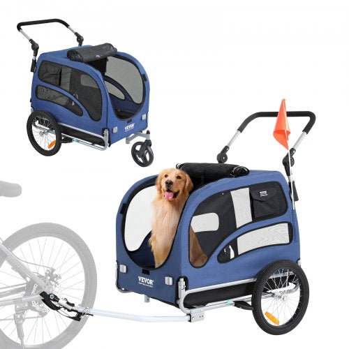 VEVOR Dog Bike Trailer, Supports up to 100 lbs, 2-in-1