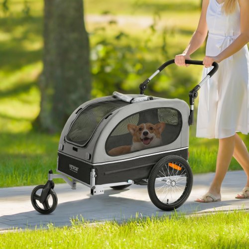 VEVOR Dog Bike Trailer, Supports up to 88 lbs, 2-in-1