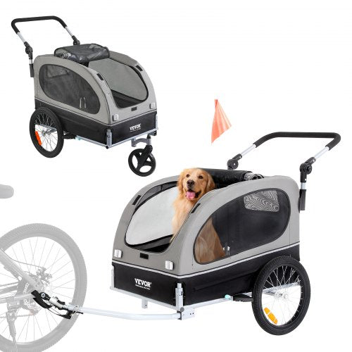 VEVOR Dog Bike Trailer, Supports up to 88 lbs, 2-in-1