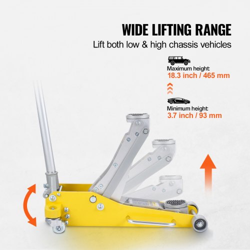 VEVOR Low Profile Floor Jack 3 Ton Heavy Duty Dual