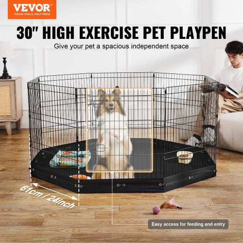 Dog Playpen 8 Panels Foldable Metal Dog Exercise Pen