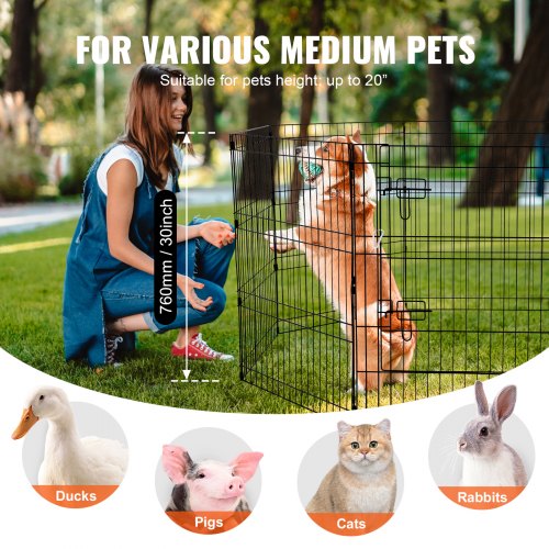 Dog Playpen 8 Panels Foldable Metal Dog Exercise Pen