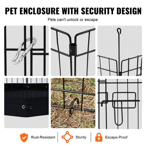 Dog Playpen 8 Panels Foldable Metal Dog Exercise Pen