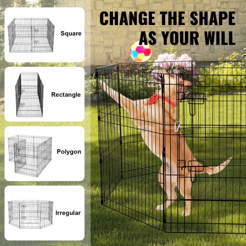 Dog Playpen 8 Panels Foldable Metal Dog Exercise Pen