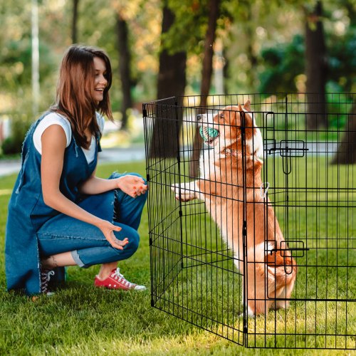 Dog Playpen 8 Panels Foldable Metal Dog Exercise Pen