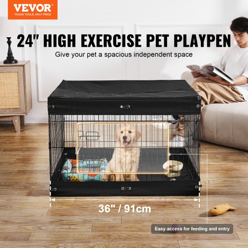 Dog Playpen 4 Panels Foldable Metal Dog Exercise Pen