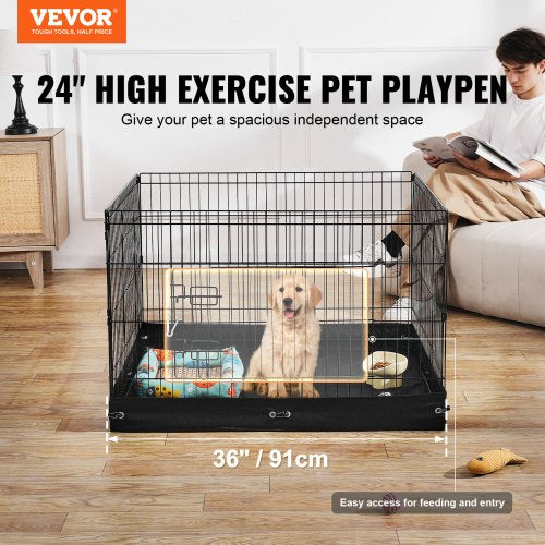 Dog Playpen 4 Panels Foldable Metal Dog Exercise Pen