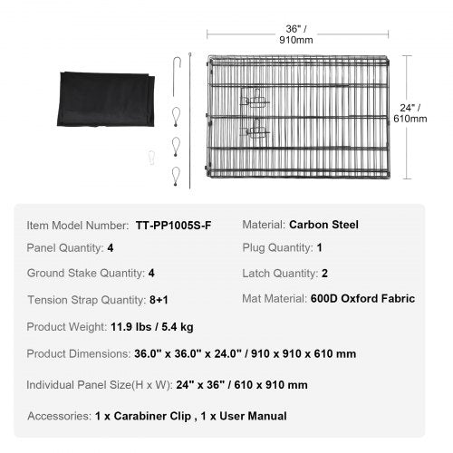 Dog Playpen 4 Panels Foldable Metal Dog Exercise Pen