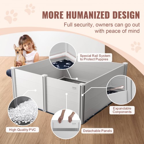 VEVOR Dog Whelping Box 59.8x59.8x24.0in PVC with Rails