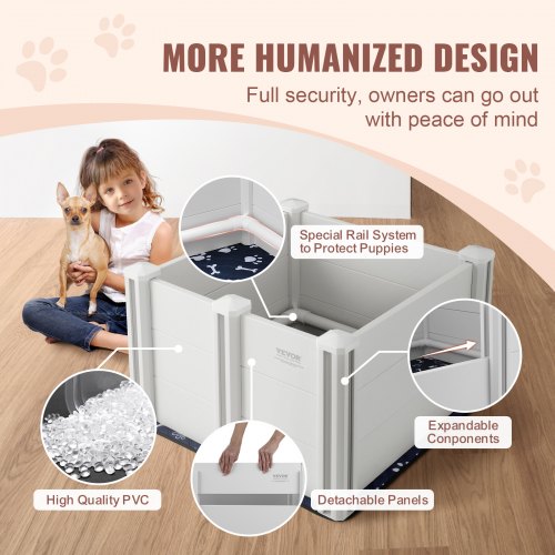 VEVOR Dog Whelping Box 28.3x28.3x18.1in PVC with Rails